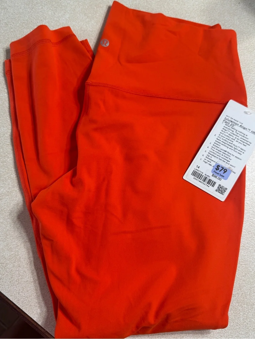 lululemon Align High-Rise Leggings in Vibrant Orange 25”